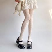 蕾丝袜白色复古连裤袜子女lolita镂空薄款提花渔网，袜jk打底丝袜