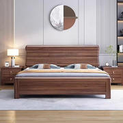 中式实木床现代简约紫金檀木床家用1米8床双人床储物床工厂