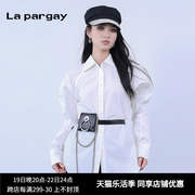 纳帕佳大廓形长袖衬衫2024春季女式白色个性，时尚休闲宽松上衣