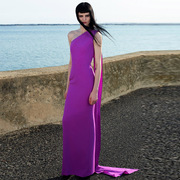 紫色晚礼服2023优雅女士走秀红毯高端大气，连衣裙生日派对女装