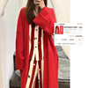 韩系甜美高级红色条纹长袖睡衣女秋冬季长裤外穿家居服两件套