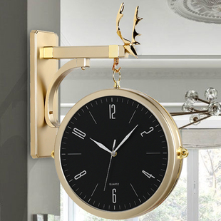 静音双面钟表挂钟石英钟客厅，简约时钟时尚，家用个性创意现代两面钟