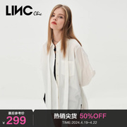 LINCCHIC金羽杰衬衫女宽松落肩造型感白衬衫女上衣S231SH075Y