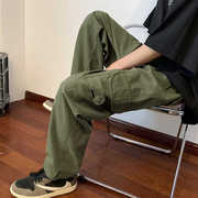 军绿色工装裤男夏季薄款直筒日系cityboy裤子，复古美式街头滑板裤