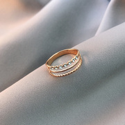 满天星戒指女时尚个性轻奢小众精致钛钢玫瑰金饰品镶钻戒子