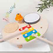 婴幼儿童木质多功能敲琴打击乐器宝宝游戏桌架子鼓音乐台益智玩具