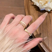 金色滴釉戒指女小众设计高级感开口素圈戒指女时尚尾戒个性食指环