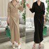 韩国东大门女装2022秋季不规则系带束腰，长袖长裙连衣裙子