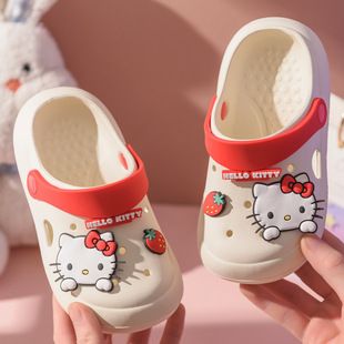 儿童拖鞋女孩夏季卡通凯蒂猫美乐蒂库洛米软底，防滑女童宝宝洞洞鞋