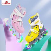 美洲狮溜冰鞋儿童轮滑鞋女孩初学者全套装男童旱冰鞋滑轮滑冰鞋