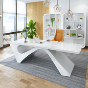 创意造型老板桌白色烤漆大班桌，经理桌电脑桌，简约时尚直播台主播桌