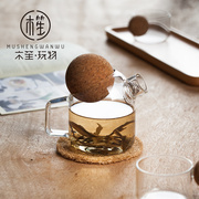 办公室时尚玻璃泡茶壶套装创意，简约小花茶壶北欧个性整套茶具透明