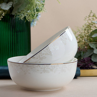 汤碗大号家用陶瓷高档瓷器吃面6寸碗高颜值组合透明一级骨瓷碗