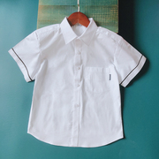 男童短袖白衬衫夏装袖口黑边口袋，标半袖纯棉学生校服白色衬衣