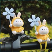 可爱小兔风车竹蜻蜓电瓶车汽车载摆件自行车电动摩托山地车装饰宏