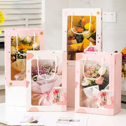 鲜花礼盒网红透明橱窗，手提袋情人节，巧克力花束玫瑰花水果插花材料
