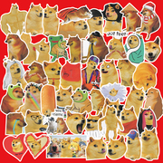 50张网红柴犬meme狗，贴纸沙雕表情包神烦狗，贴纸手帐笔记本buffdog