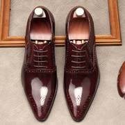高档品牌头层牛皮男士英伦风布洛克雕花鞋尖头亮皮时尚商务男皮鞋