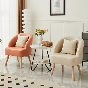 阳台单人沙发卧室休闲椅子现代简约懒人沙发客厅科技，布实木(布实木)小沙发