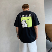小胡子店2023韩版刺绣印花设计感短袖t恤270g重磅男士体恤潮
