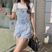 牛仔背带裤短裤女高腰，显瘦减龄大码阔腿连衣裤，可盐可甜吊带连体裤