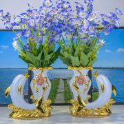 陶瓷花瓶欧式摆件客厅创意电视柜餐桌海豚装饰品插花花器居家摆设