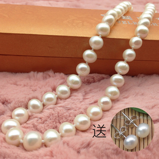 天然淡水珍珠项链近圆强光，白色饱满时尚简约送妈妈婆婆母亲节