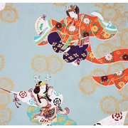日式和风棉布料艺伎跳舞双人舞艺妓烫金 手工DIY 幅宽140*100cm