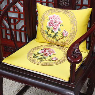 艺必旭中式刺绣坐垫餐椅垫红木沙发垫罗汉床实木圈椅太师椅防滑垫