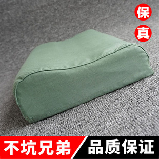 军绿色枕头单人护颈枕硬质棉，枕头学校宿舍学生保护颈椎专用硬枕头