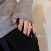 Titi studio欧美大牌高级感字母素圈戒指女时尚个性ins冷淡风简约