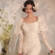 新娘头饰韩式简约手工布艺，花朵发夹超仙甜美头，花边夹结婚礼服配饰