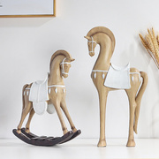北欧仿木质树脂工艺品马摆件(马摆件)客厅公装饰品创意复古动物摆件