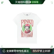 香港直邮pinko品高米老鼠联名款，女士刺绣水晶水钻装饰棉质短袖t恤