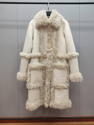 JO*E*冬季皮草女士拼接造羊毛皮外套长款加绒加厚保暖