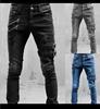 外贸男装2024欧美机车个性牛仔裤时尚弹力小脚裤Men's jeans