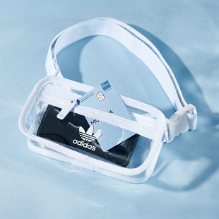 阿迪达斯三叶草果冻包透明休闲包斜挎包女手机钥匙小包H50995