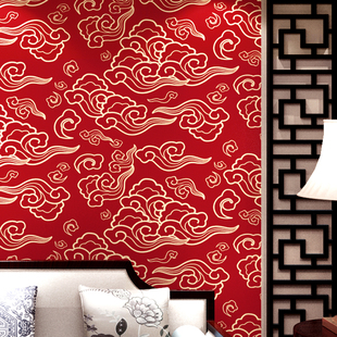 新中式风格壁纸古典禅意中国风，饭店餐厅客厅祥云，图案电视背景墙纸
