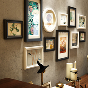实木照片墙欧式客厅玄关，美式装饰挂墙创意组合相框，墙背景框相片墙