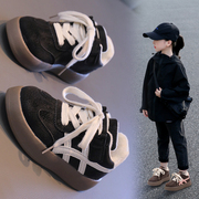 女童鞋子加绒德训鞋2023韩版儿童，高帮板鞋男童加绒保暖运动鞋