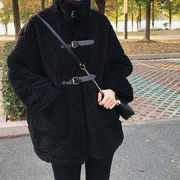 羊羔毛外套(毛外套)女冬2022新仿皮草韩版宽松加厚中长款黑色长袖白色大衣