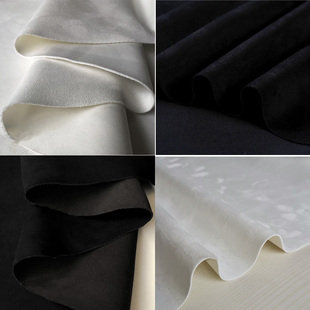 黑色白色麂皮绒弹力布料，珠宝柜台鹿皮绒，布料服装面料鸡皮沙发布厚