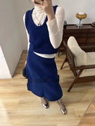  韩国 向日葵欧尼同款洋气百搭羊毛针织背心半身裙套装女