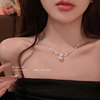 戴珍珠(戴珍珠)的女孩，~轻奢碎银子项链，女款2024高级感颈链锁骨链配饰