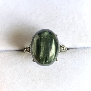 水玉冰魄天然绿龙晶戒指，镶嵌指环水晶戒指中指食指