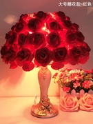 创意玫瑰花水晶台灯结婚礼物婚庆，公主婚房长明，装饰温馨卧室床头灯