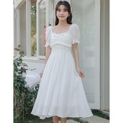 姐妹伴娘服女夏季平时可穿订婚礼服仙气法式连衣裙登记领证小白裙