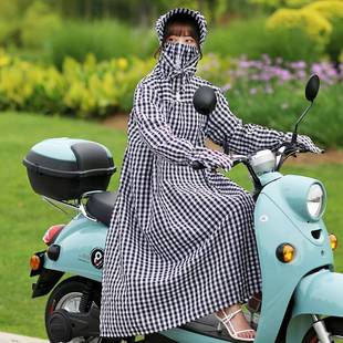 连帽长款电动车女夏季全身防紫外线披肩，骑车摩托车遮阳衣服
