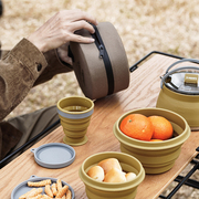 msquare硅胶折叠碗，便携式旅行食品级，餐具户外野餐伸缩耐高温用品