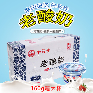 白马寺老酸奶全脂风味，酸牛奶河南老款浓稠固体益生菌，发酵乳160g碗